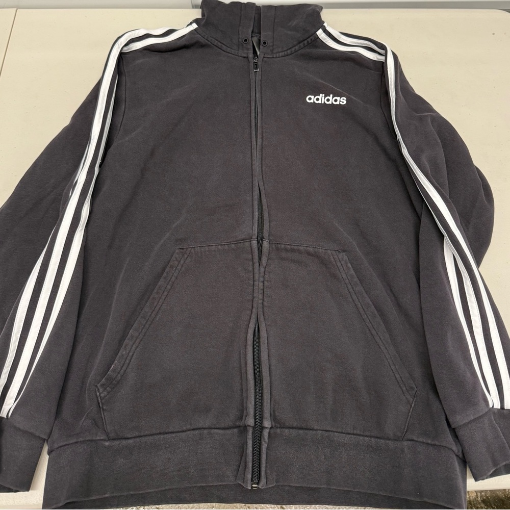 Adidas Black Fleece Hoodie with White Stripes